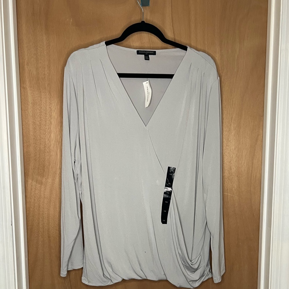 V neck overlapping blouse